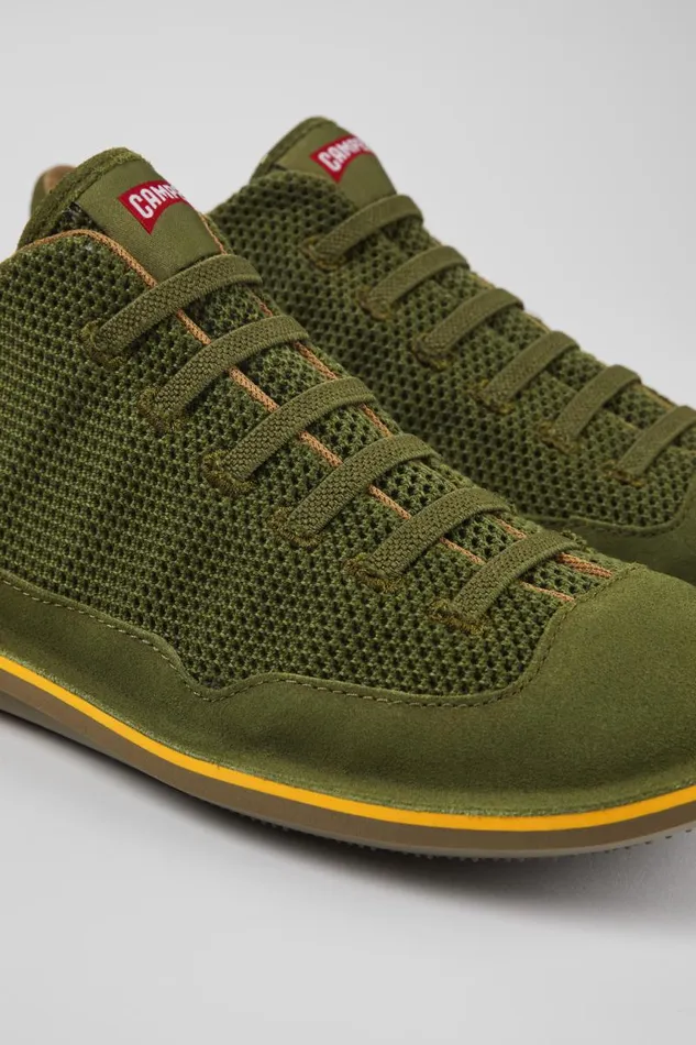 Men Camper Casual Shoes Beetle Green TextileNubuck Basket Bootie
