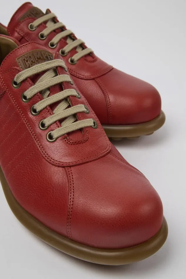 Men Camper Casual Shoes Pelotas Red Leather Oxford Sneaker