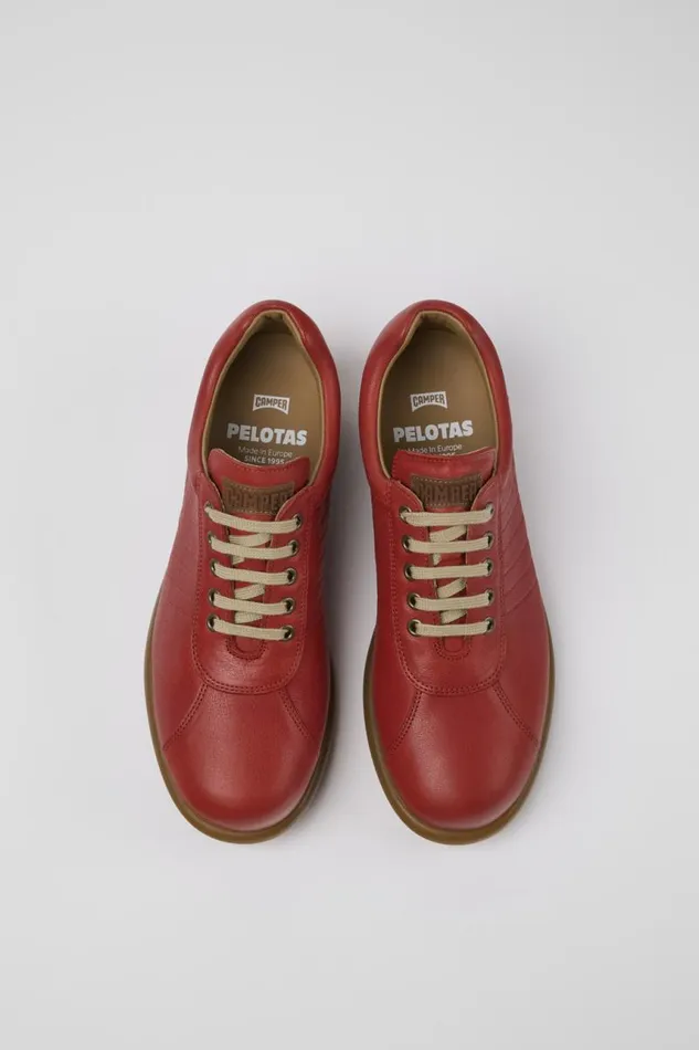 Men Camper Casual Shoes Pelotas Red Leather Oxford Sneaker