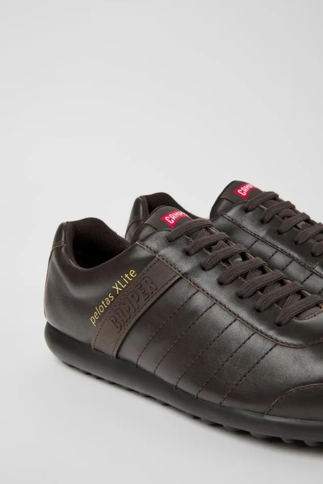 Men Camper Casual Shoes Pelotas XLite Dark Brown Leather Shoes