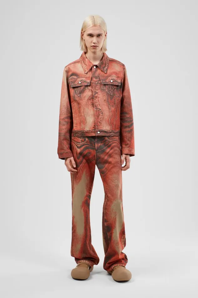 Men Camper Denim Denim Jacket Burnt Orange Denim Jacket