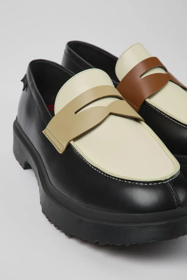 Men Camper Formal Shoes Twins Multicolored Leather Loafers