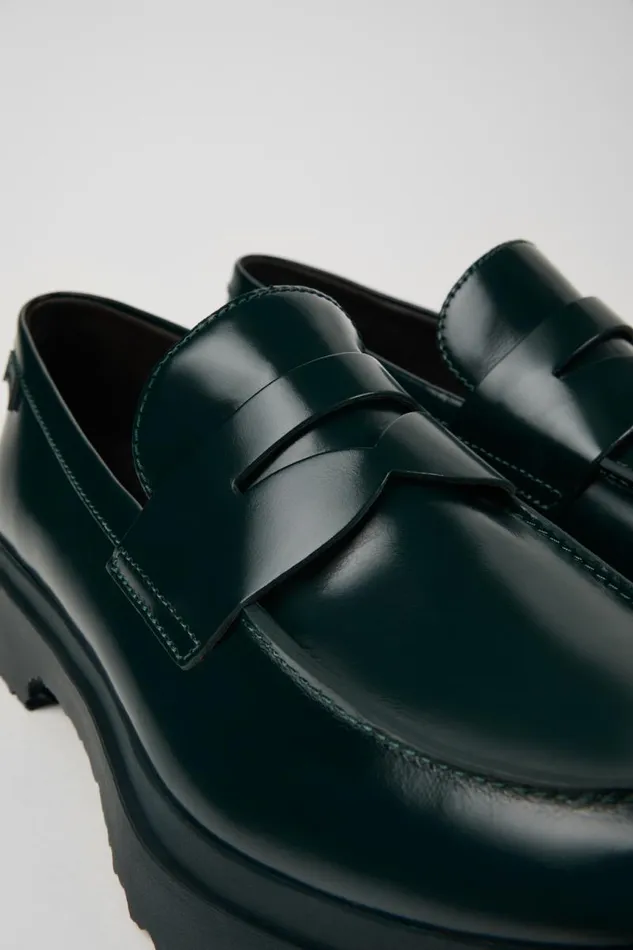 Men Camper Formal Shoes Walden Green Leather Loafers Men Camper Formal Shoes Walden Green Leather Loafers
