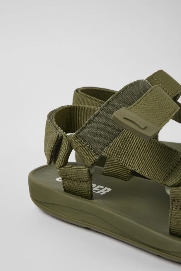 Men Camper Non Leather Shoes Match Green Textile Sandal