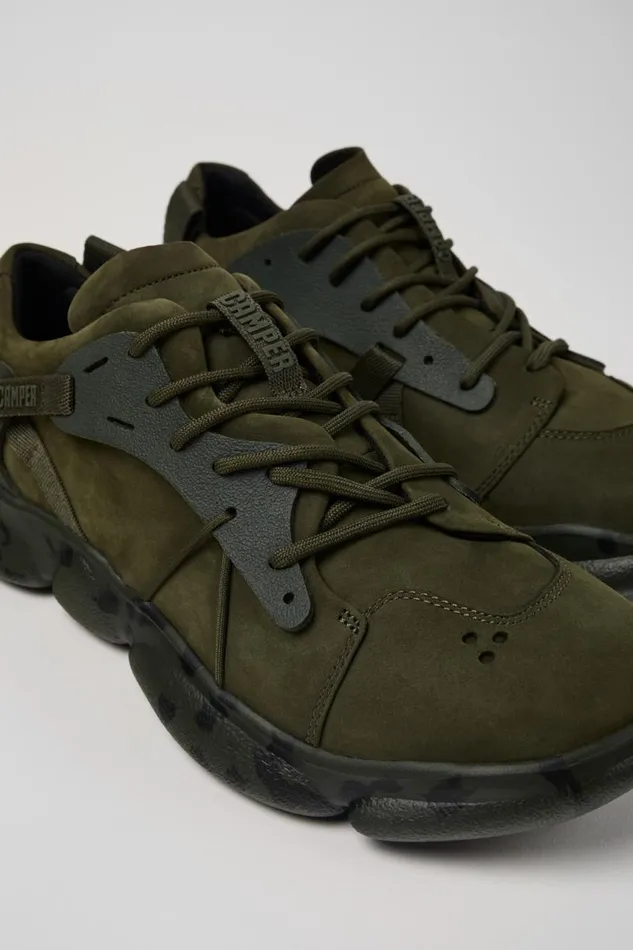 Men Camper Sneakers Karst Green Nubuck And Textile Sneakers