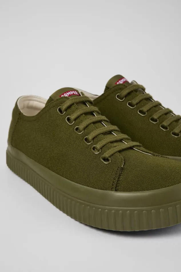 Men Camper Sneakers Peu Roda Green Textile Basket