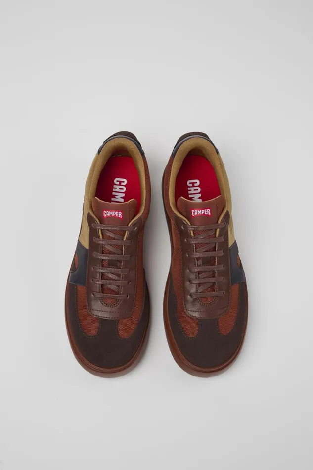 Men Camper Sneakers Runner K21 Brown Textile And Nubuck Sneakers Men Camper Sneakers Runner K21 Brown Textile And Nubuck Sneakers
