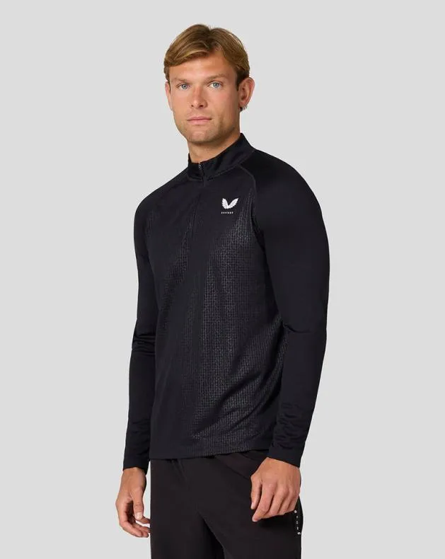 Men Castore Tops Adapt Long Sleeve Lightweight Quarter Zip Top 8211 Black