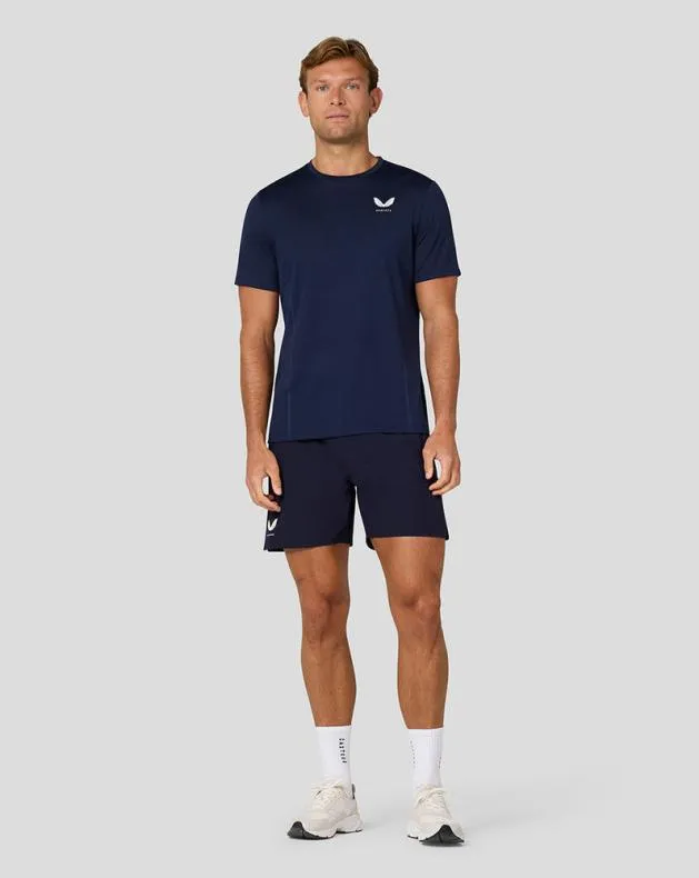 Men Castore Tops Apex Short Sleeve Engineered Knit T Shirt 8211 Midnight Navy