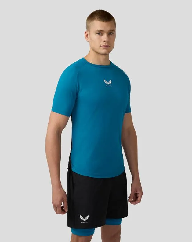 Men Castore Tops Flow Short Sleeve Breathable Gym T Shirt 8211 Dark Aqua