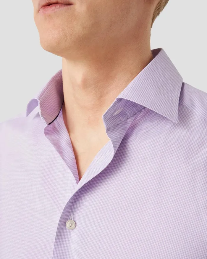 Men Check Signature Twill Shirt Purple Eton Dress Shirts Men Check Signature Twill Shirt Purple Eton Dress Shirts