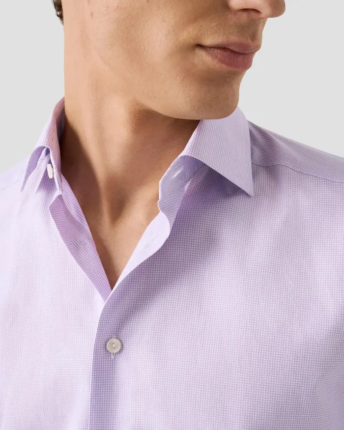 Men Check Signature Twill Shirt Purple Eton Dress Shirts Men Check Signature Twill Shirt Purple Eton Dress Shirts