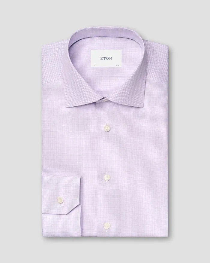 Men Check Signature Twill Shirt Purple Eton Dress Shirts Men Check Signature Twill Shirt Purple Eton Dress Shirts