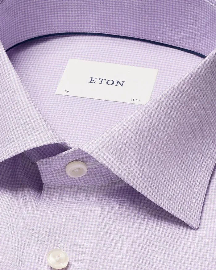 Men Check Signature Twill Shirt Purple Eton Dress Shirts Men Check Signature Twill Shirt Purple Eton Dress Shirts