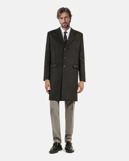 Men Coats and Jackets The Kooples Black Wool Coat Black