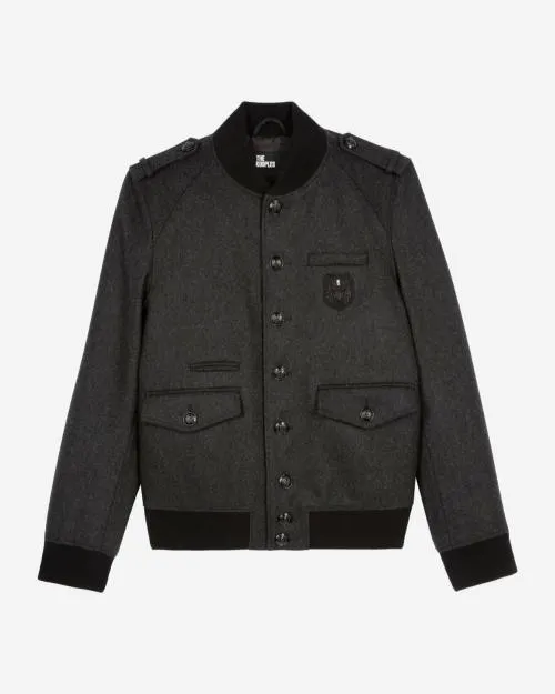 Men Coats and Jackets The Kooples Gray Teddy Jacket Dark Grey