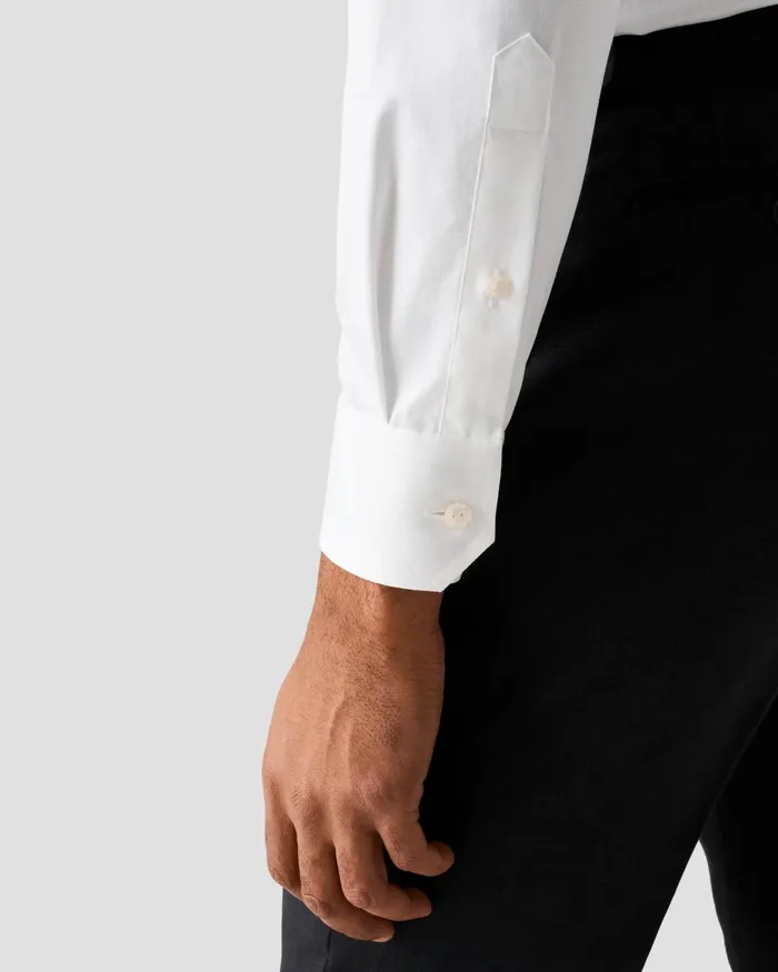 Men Cotton TENCEL Lyocell Shirt White Eton Dress Shirts