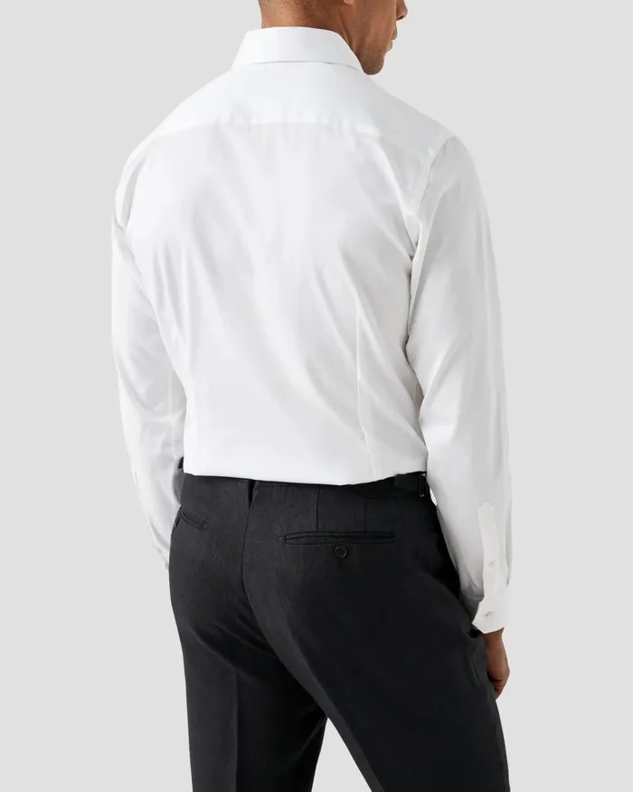 Men Cotton TENCEL Lyocell Shirt White Eton Dress Shirts