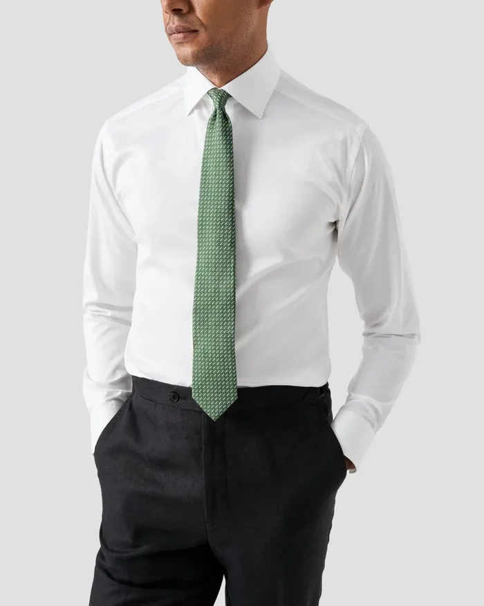 Men Cotton TENCEL Lyocell Shirt White Eton Dress Shirts
