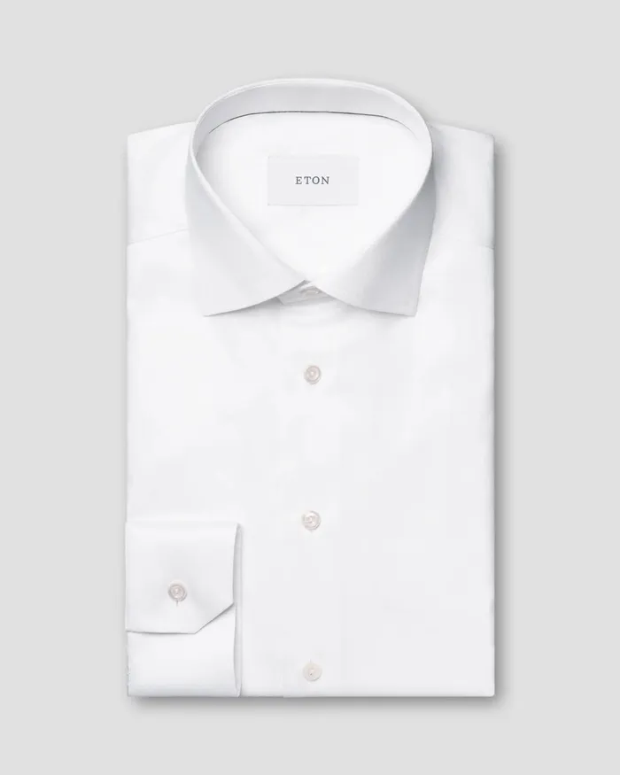 Men Cotton TENCEL Lyocell Shirt White Eton Dress Shirts