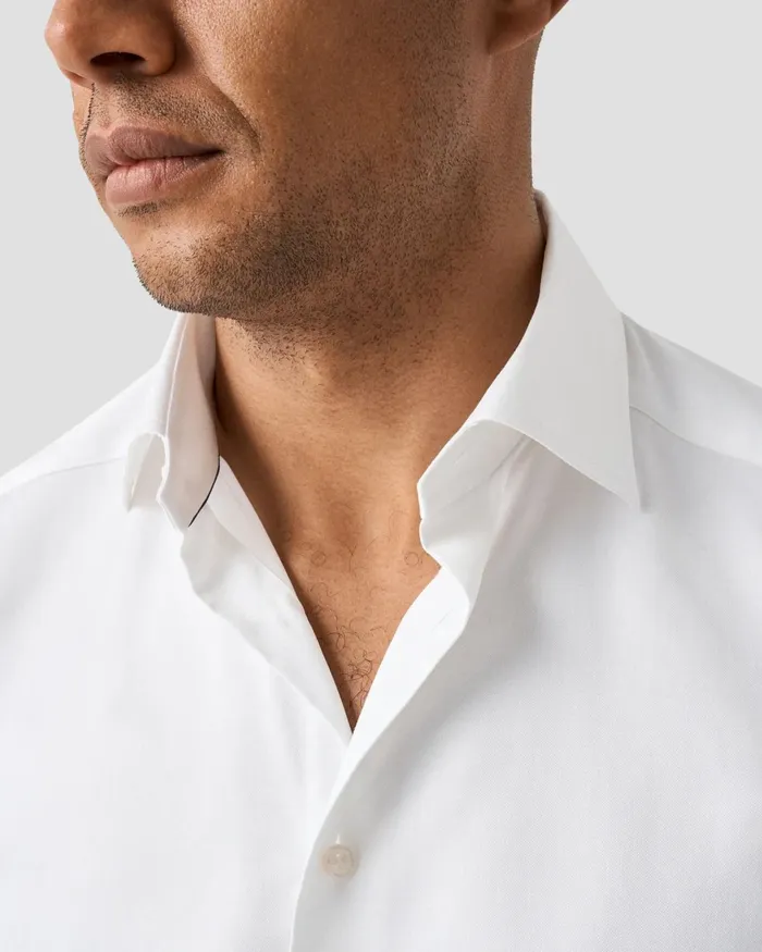 Men Cotton TENCEL Lyocell Shirt White Eton Dress Shirts