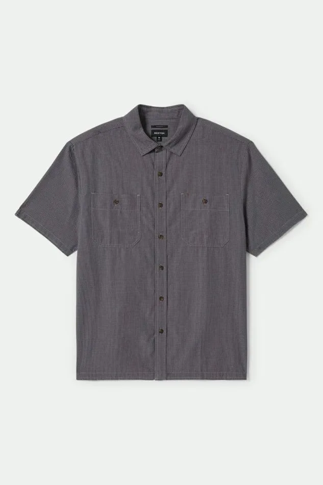 Men CRU Micro Plaid Relaxed SS Shirt Washed Navy Micro Plaid Brixton Button Ups