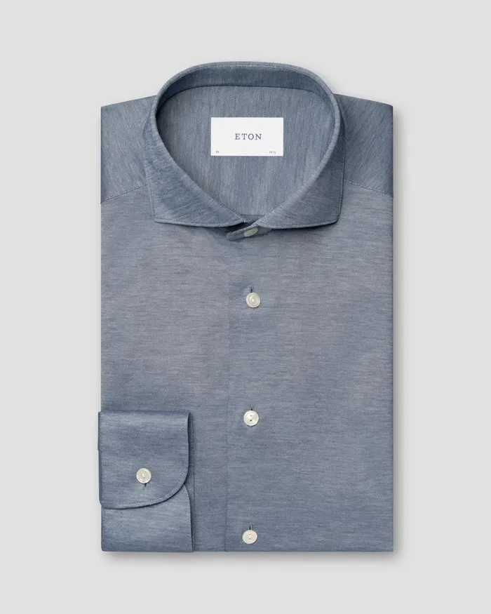 Men Filo Di Scozia Shirt Blue Eton Dress Shirts Men Filo Di Scozia Shirt Blue Eton Dress Shirts