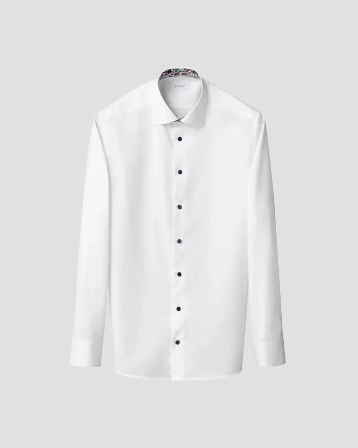 Men Floral Effect Signature Twill Shirt White Eton Dress Shirts Men Floral Effect Signature Twill Shirt White Eton Dress Shirts