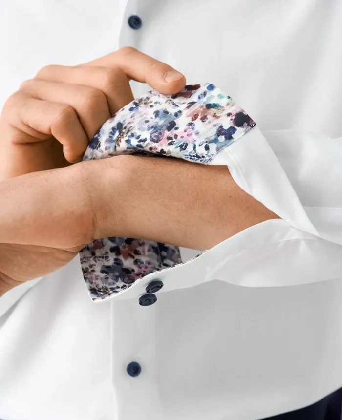 Men Floral Effect Signature Twill Shirt White Eton Dress Shirts Men Floral Effect Signature Twill Shirt White Eton Dress Shirts