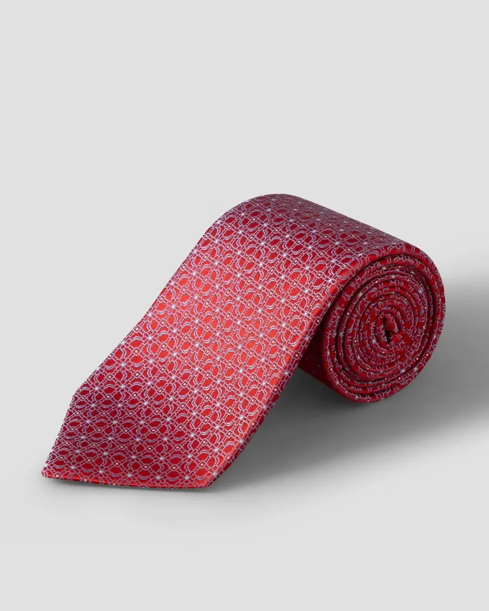 Men Flower Silk Tie Red Eton Ties