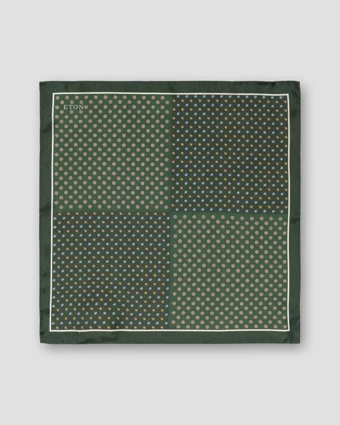 Men FourSide Silk Pocket Square Green Eton Pocket Squares Men FourSide Silk Pocket Square Green Eton Pocket Squares