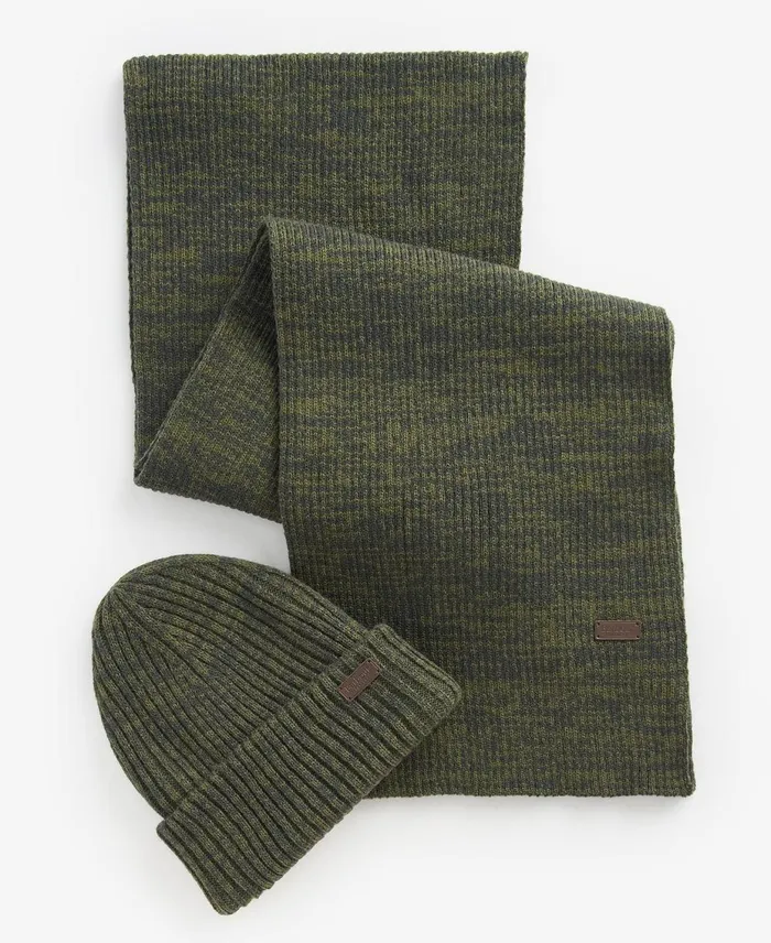 Men Hats Barbour Crimdon Beanie And Scarf Gift Set Navy