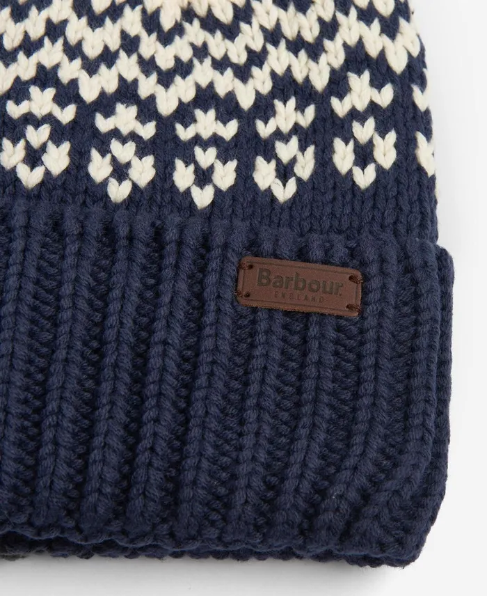Men Hats Barbour Fontwell Fair Isle Beanie Navyecru