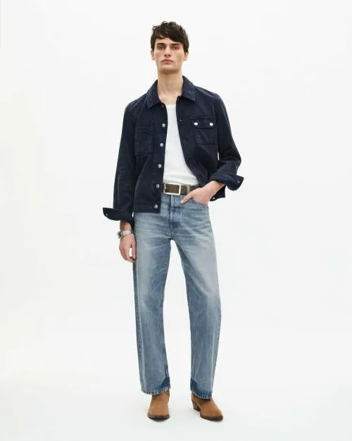 Men Jackets and Blazers The Kooples Navy Blue Cotton Jacket Dark Navy