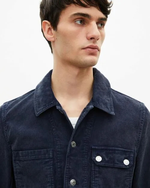 Men Jackets and Blazers The Kooples Navy Blue Cotton Jacket Dark Navy