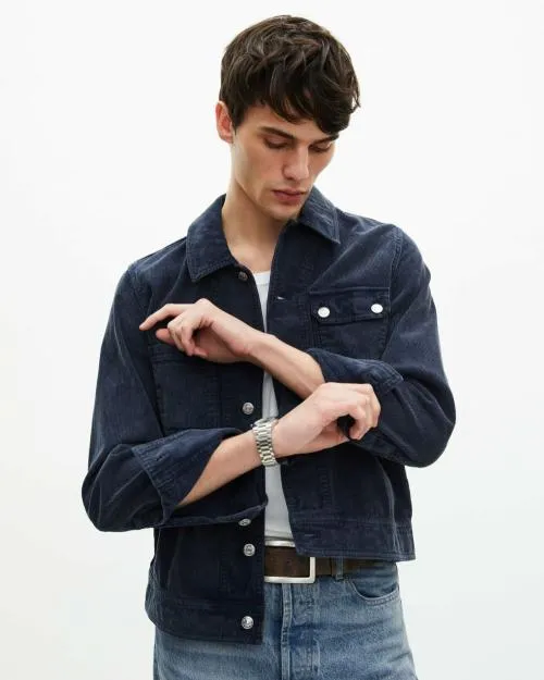Men Jackets and Blazers The Kooples Navy Blue Cotton Jacket Dark Navy