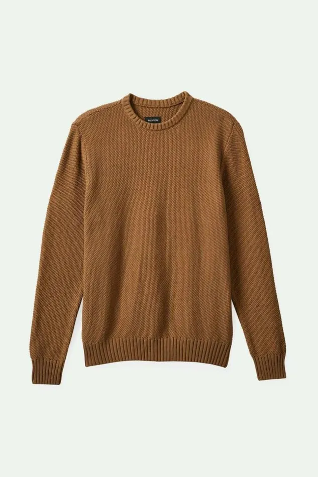 Men Jacques Waffle Knit Sweater Tiger039s Eye Brixton Sweatshirts and Hoodies