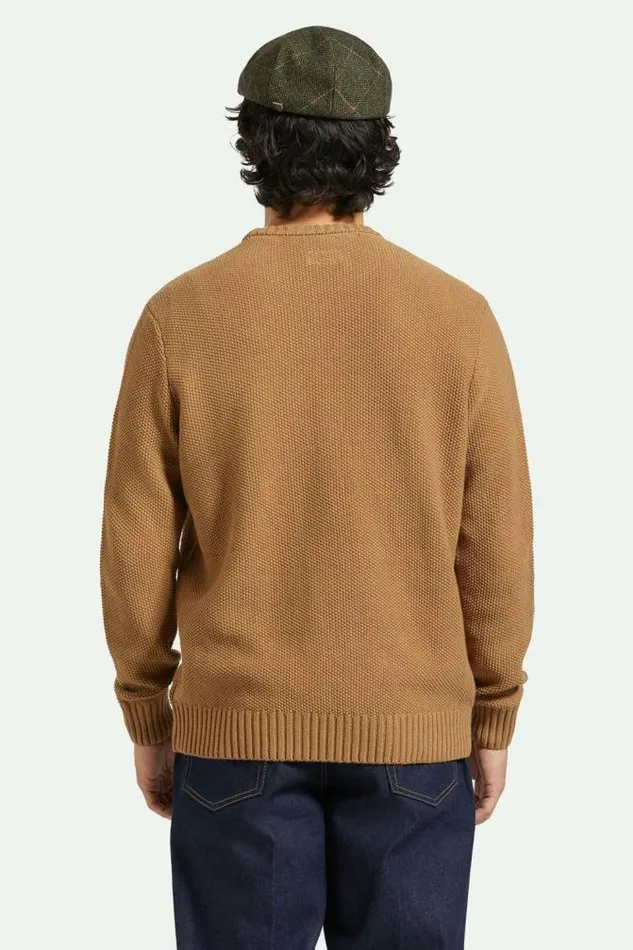 Men Jacques Waffle Knit Sweater Tiger039s Eye Brixton Sweatshirts and Hoodies