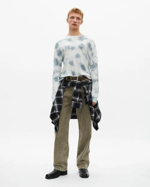 Men Jumpers and Cardigans The Kooples Blue Tie Dye Merino Wool Sweater Light Bluewhite