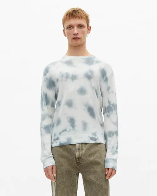 Men Jumpers and Cardigans The Kooples Blue Tie Dye Merino Wool Sweater Light Bluewhite