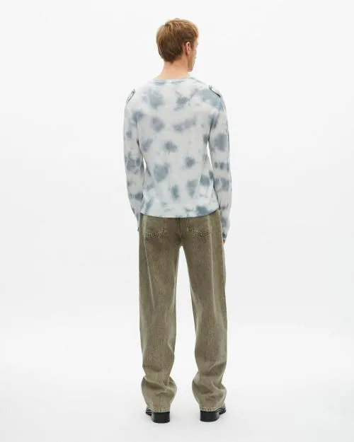 Men Jumpers and Cardigans The Kooples Blue Tie Dye Merino Wool Sweater Light Bluewhite