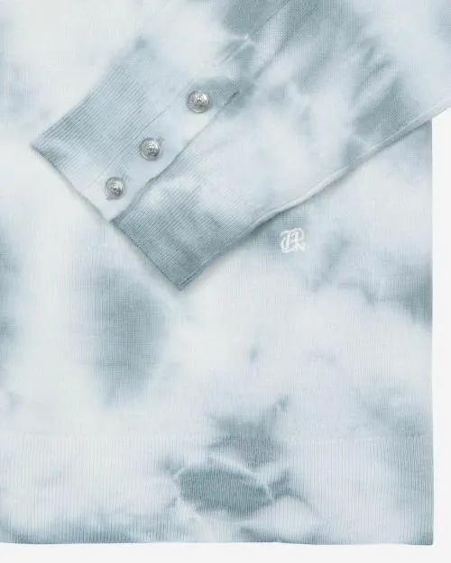 Men Jumpers and Cardigans The Kooples Blue Tie Dye Merino Wool Sweater Light Bluewhite