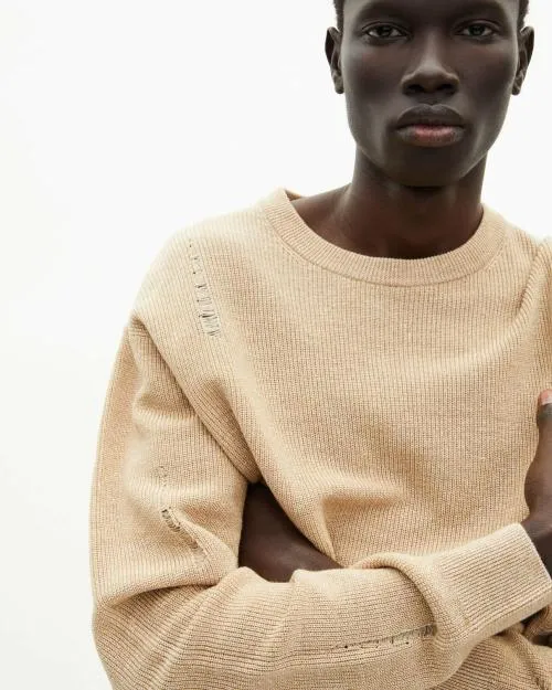 Men Jumpers and Cardigans The Kooples Ecru Wool And Linen Sweater Ecru