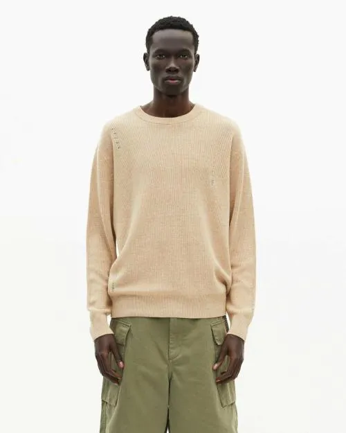 Men Jumpers and Cardigans The Kooples Ecru Wool And Linen Sweater Ecru