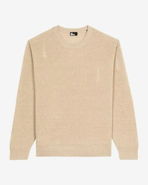 Men Jumpers and Cardigans The Kooples Ecru Wool And Linen Sweater Ecru