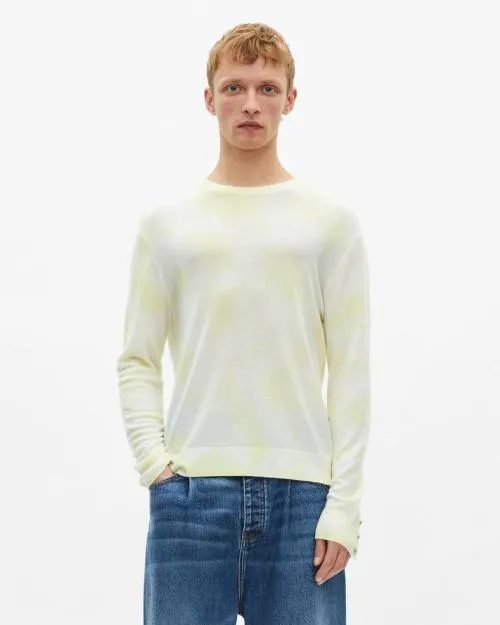 Men Jumpers and Cardigans The Kooples Yellow Tie Dye Merino Wool Sweater Yellow 8211 Ecru