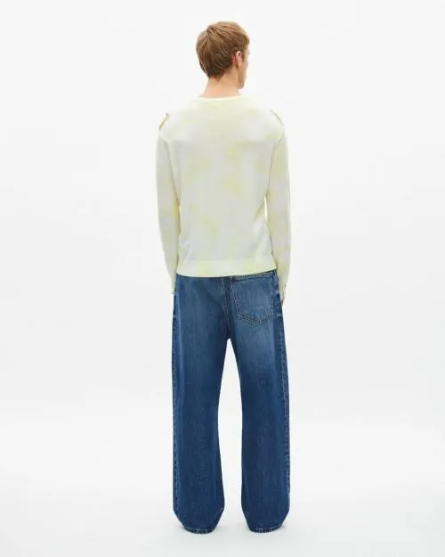 Men Jumpers and Cardigans The Kooples Yellow Tie Dye Merino Wool Sweater Yellow 8211 Ecru