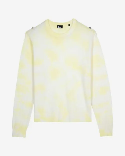 Men Jumpers and Cardigans The Kooples Yellow Tie Dye Merino Wool Sweater Yellow 8211 Ecru