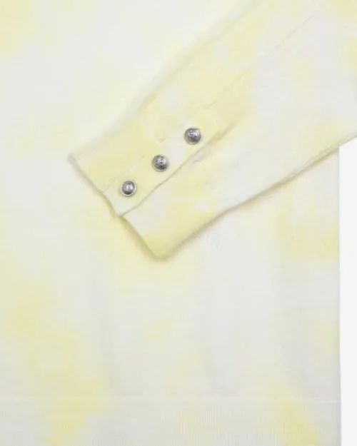 Men Jumpers and Cardigans The Kooples Yellow Tie Dye Merino Wool Sweater Yellow 8211 Ecru