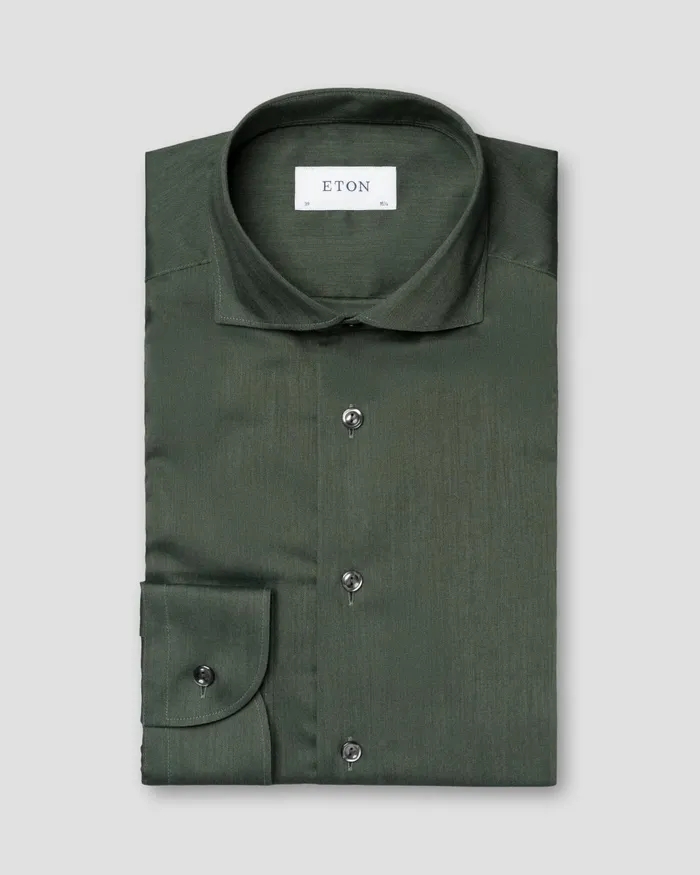 Men Lightweight Twill Shirt Green Eton Dress Shirts Men Lightweight Twill Shirt Green Eton Dress Shirts